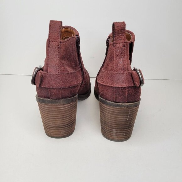 Lucky Brand Women's Size 8.5 Ankle Boots Red Suede Leather Oppus - Picture 6 of 10